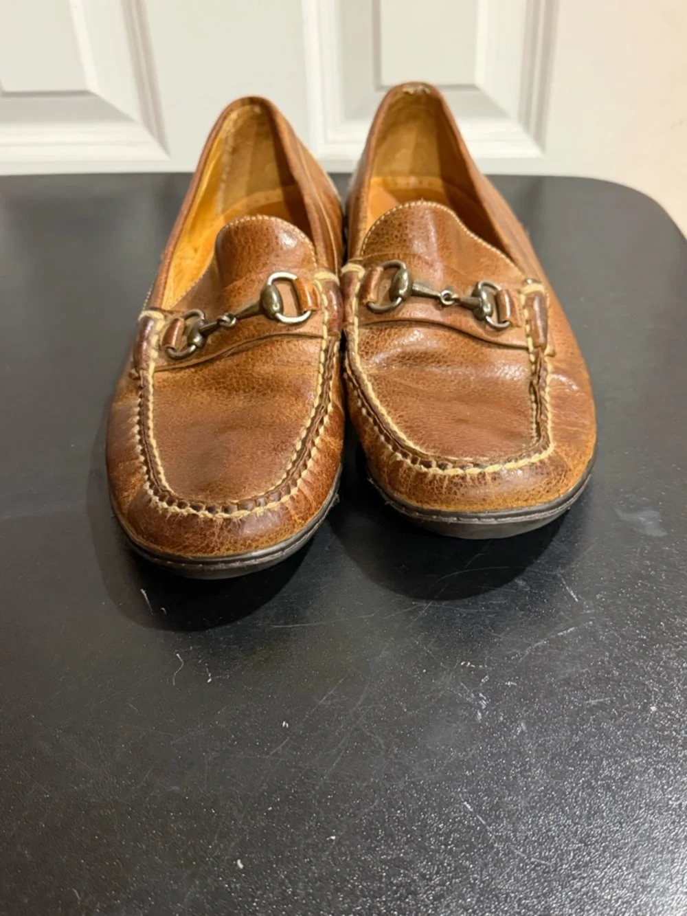 Martin Dingman Cognac Brown Leather Horsebit Loafers size 10 M